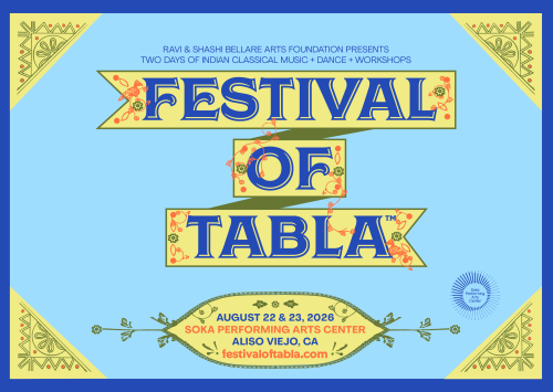 the words Festival of Tabla on a Blue background 