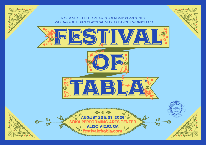 the words Festival of Tabla on a Blue background 